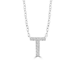 9K WHITE GOLD 'T' 0.06 HI I1 DIAMOND NECKLACE 40+5cm