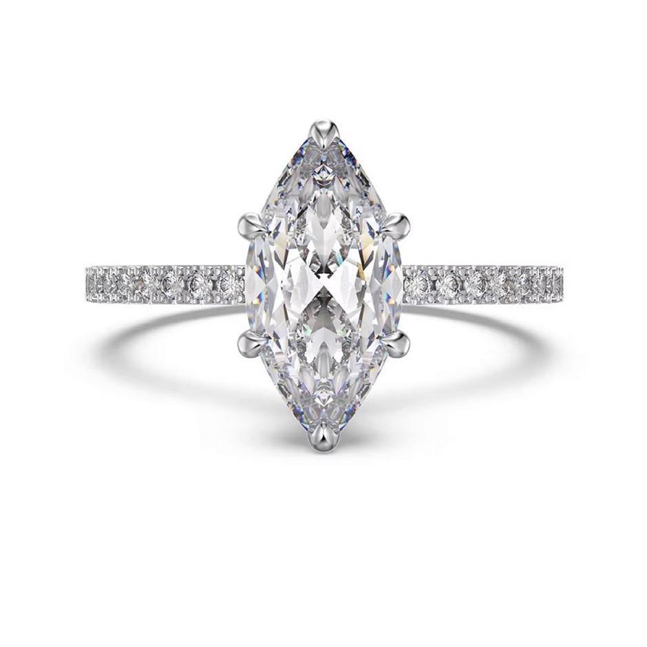 1.5ct Marquise Cut Simulated Diamond 925 Sterling Silver Ring - Size 9