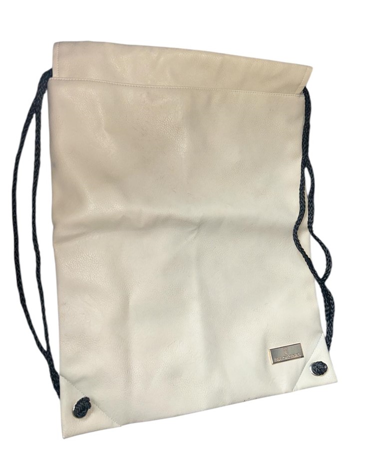 BKK Original White Leather Drawstring Backpack
