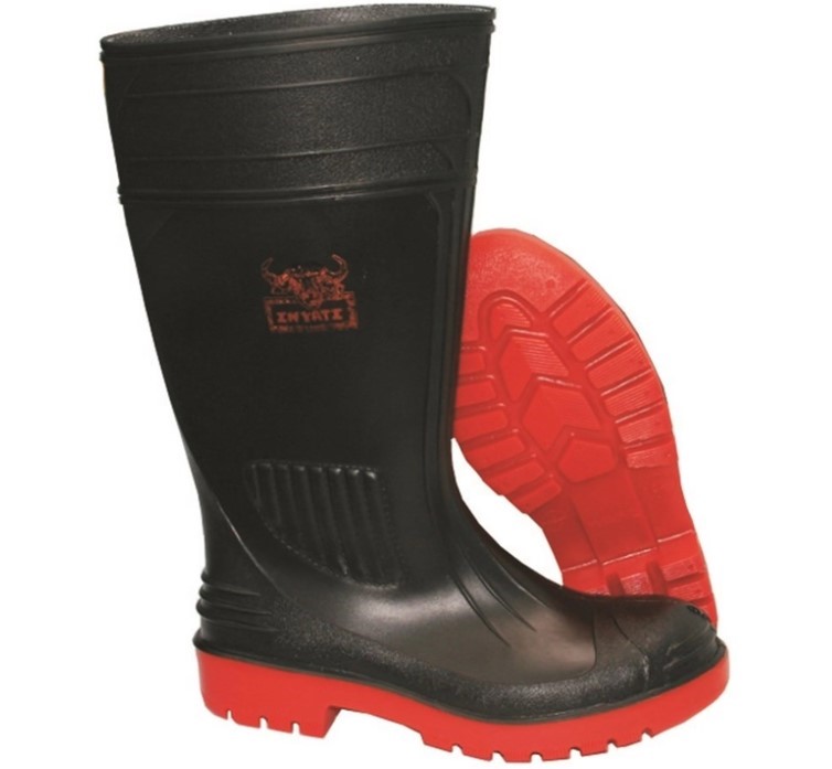 FRONTIER Mens Inyati Gumboot, Size 6, Black/Red.  Buyers Note - Discount Fr