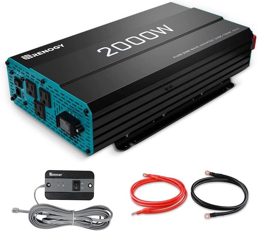 RENOGY 2000W Pure Sine Wave Inverter 12V DC to 120V AC Converter for Home,