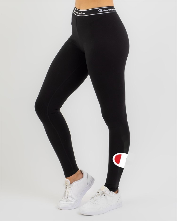 CHAMPION Womens CC Logo Athleticwear Leggings, Black, Size S