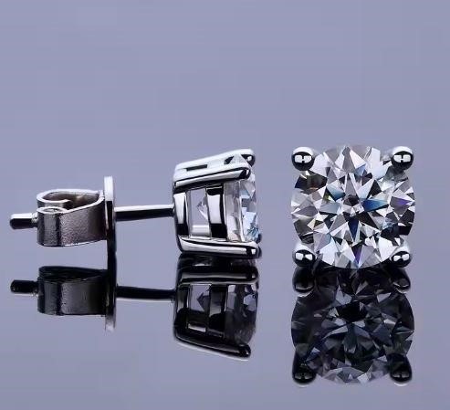 4.0ctw GRA Moissanite White Brilliant Cut 925 Sterling Silver Earrings-VVS1