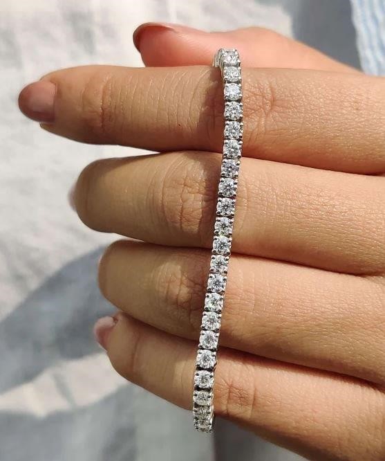 4mm GRA Moissanite White Brilliant 925 Sterling Silver Tennis Bracelet-VVS1