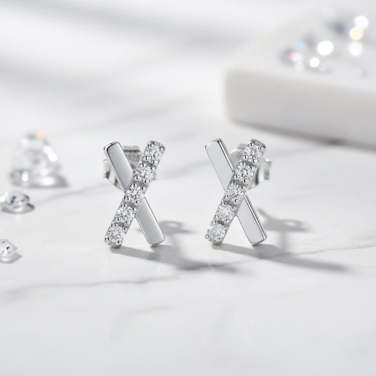 GRA Moissanite White Brilliant Cut 925 Sterling Silver Earrings-VVS1