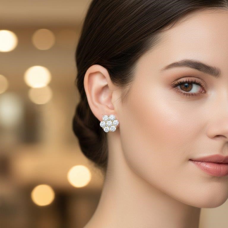 GRA Moissanite White Brilliant Cut 925 Sterling Silver Earrings-VVS1