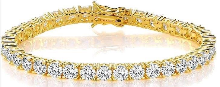 18k yellow Gold Filled Bracelet stamped(18K)-17.5cm-4mm