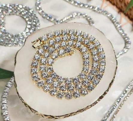 18k yellow Gold Filled Tennis Chain stamped(18K)-45cm-6mm