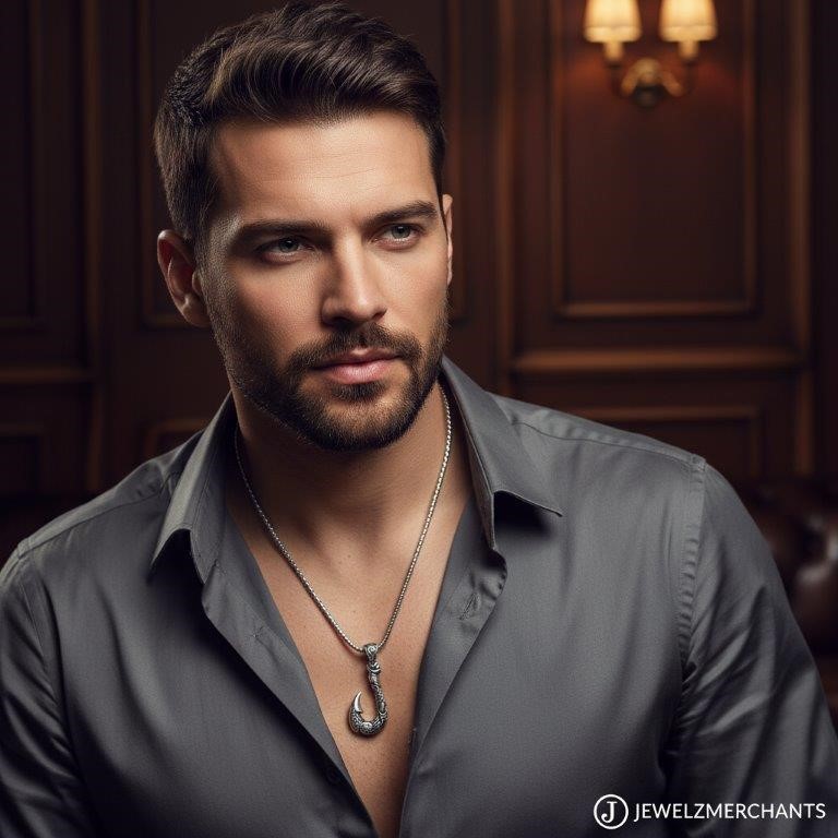 Italy 925 Silver Hip Hop Men's Necklace (Stamps)-Free Chain