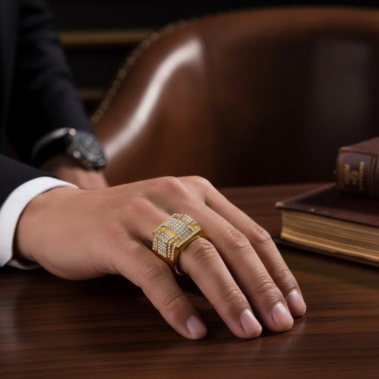 Italy 925 Silver Hip Hop Men's Ring (Stamps)-10 US