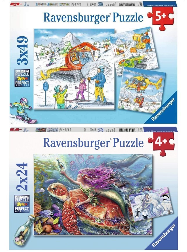 2 x Assorted RAVENSBURGER Puzzles for 4-5Yrs+, Comprising: 1 x Mermaid Adve