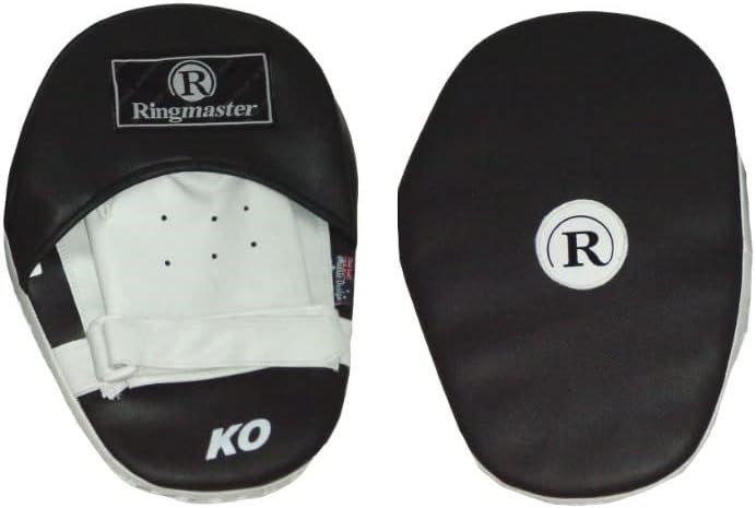 RINGMASTER KO Boxing Training Hook & Jab Pads, Black/White.