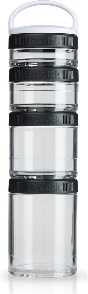 BLENDER BOTTLE GoStak Twist n' Lock Storage Jar, Black, Pack of 4. NB: Dama
