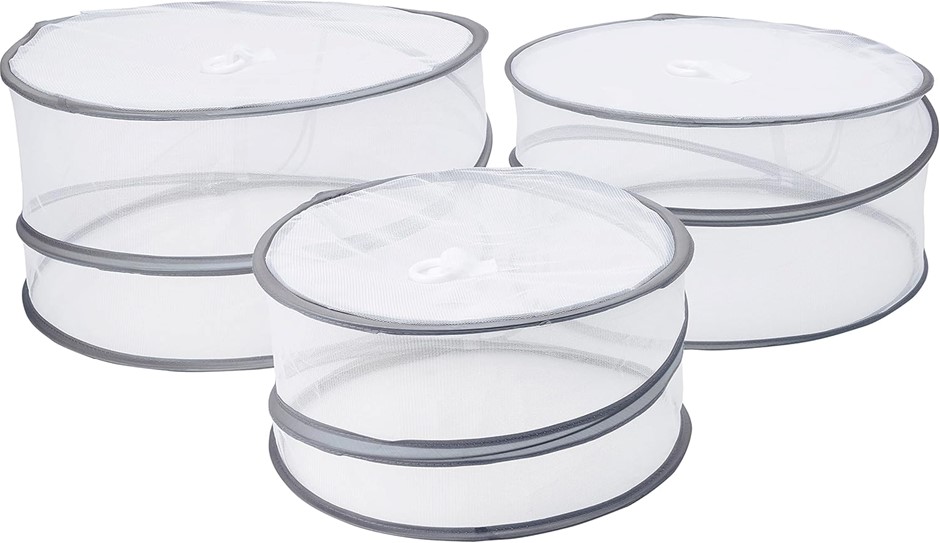 AVANTI 12576 Pop Up Food Covers 3-Pieces Set, Grey/White. NB: Damaged Packa