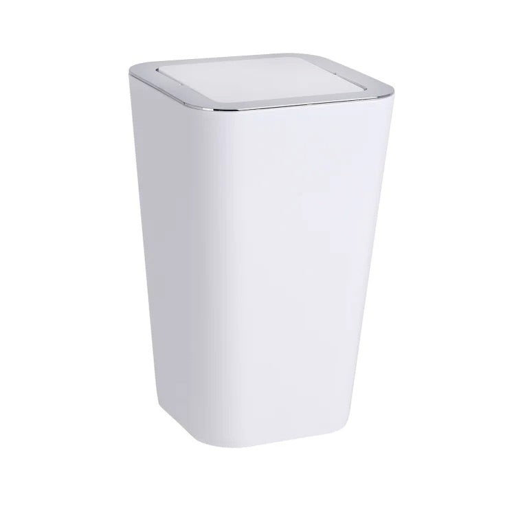 WENKO Swing Cover Bin Candy White, 18 x 28.5 x 18 cm, 6L Capacity. NB: Dust