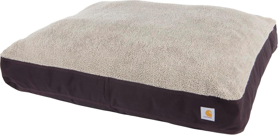 CARHARTT Firm Duck Dog Bed, Durable Canvas Pet Bed, Deep Wine (Sherpa Top).