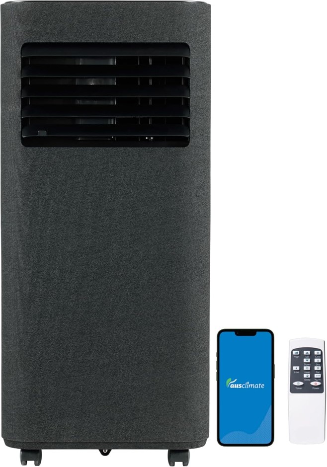 AUSCLIMATE 2.05kW Smart Compact Portable AC for Medium Size Room, Charcoal