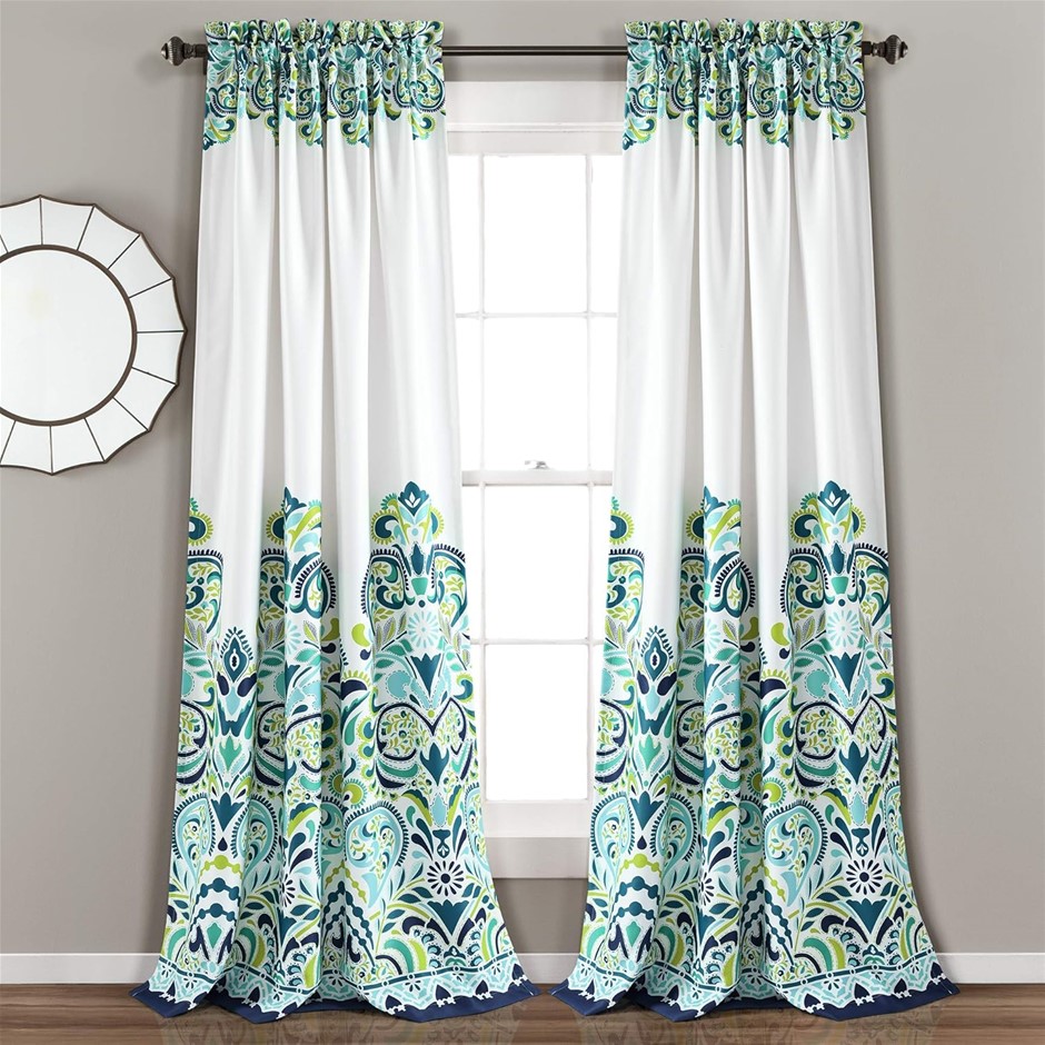 LUSH DECOR Clara Curtains Paisley Damask Print Bohemian Style Light Filteri