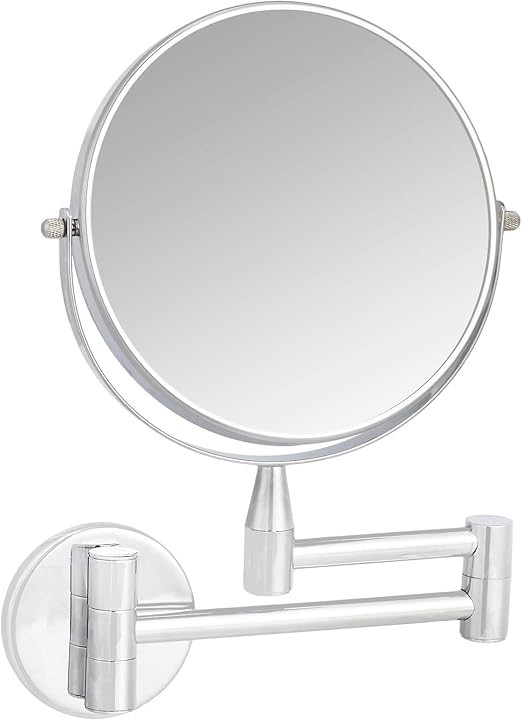 AMAZON BASICS Wall-Mounted Vanity Mirror - 1X/5X Magnification, Chrome
