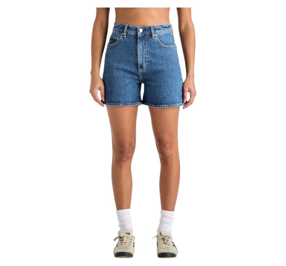 2 x LEE Women's High Mom Short, Size 6, Bluestone (EJ2), 657432. NB: 1x has