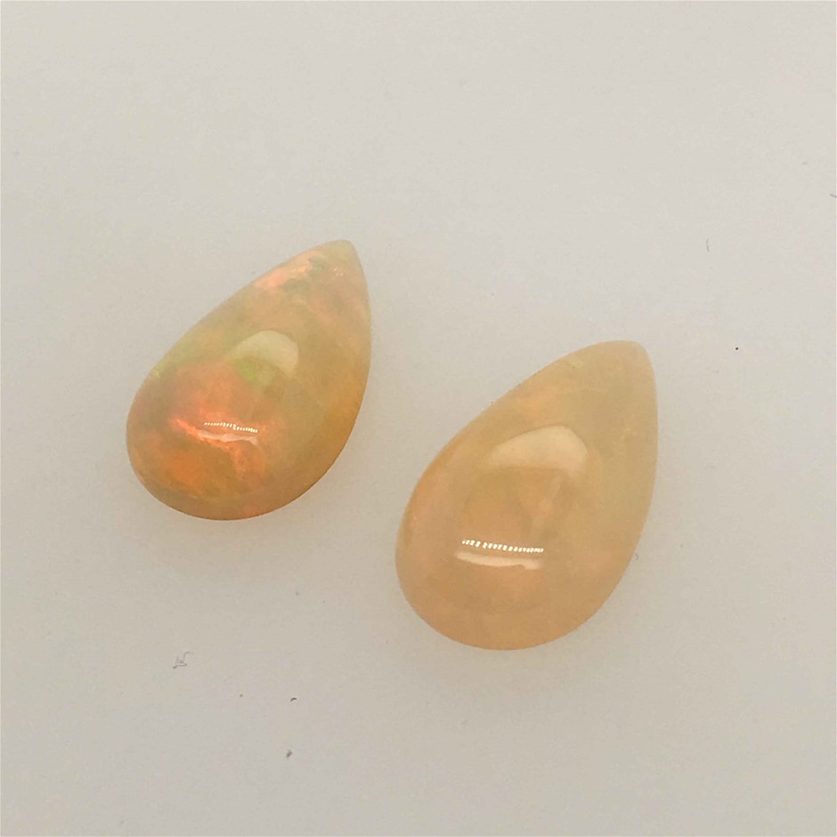 5.06ct Two Stones Ethopian Opal Pear Cut Cabochon