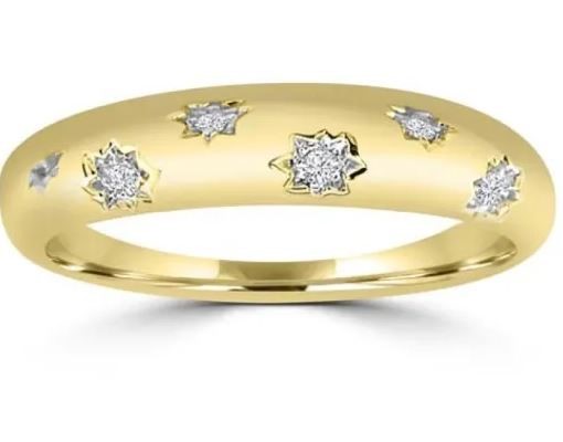 9K Yellow Gold 0.05ct HI SI DIAMOND GALAXY RING