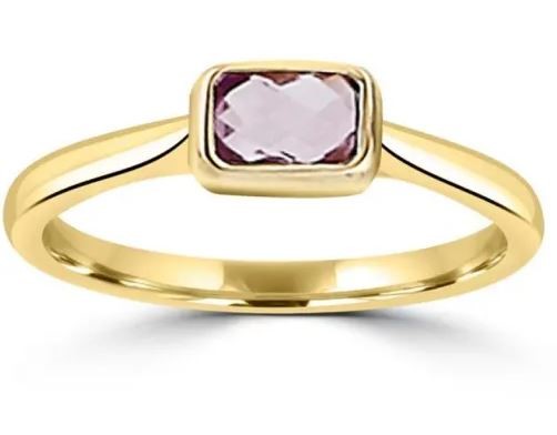 9K Yellow Gold FACETED AMETHYST RING