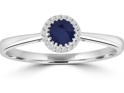 9K WH GLD 0.05CT HI I1 DIAMOND SAPPHIRE RING