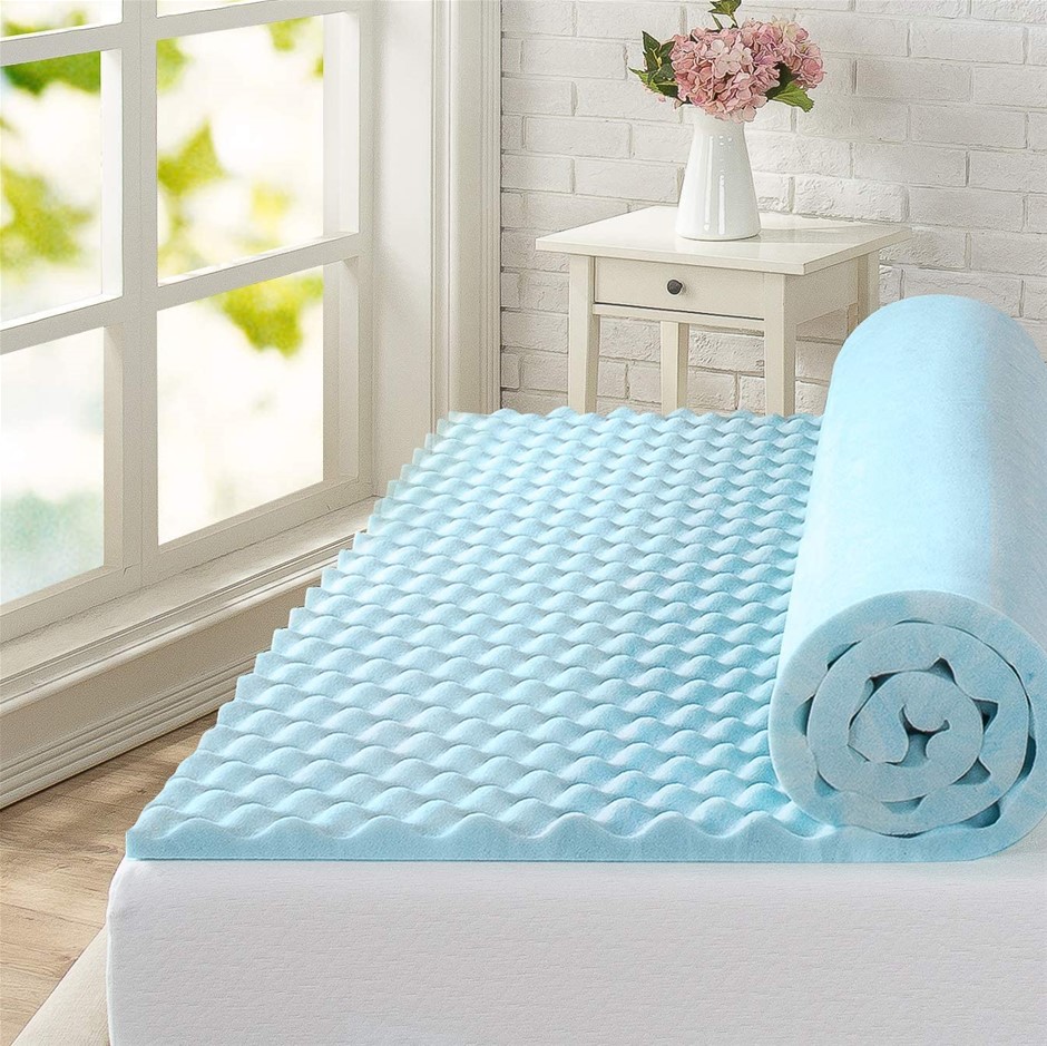 ZINUS Swirl Cool Gel Convoluted Memory Foam Air Flow Mattress Topper Protec