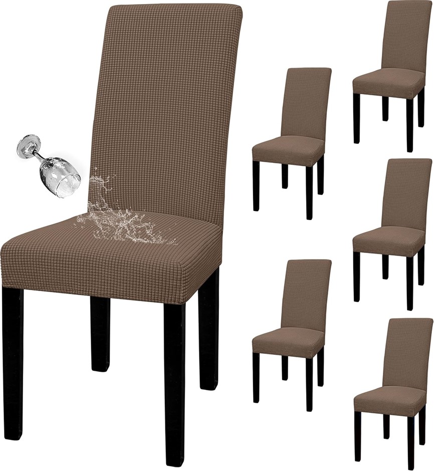 Easy-Going 100% Waterproof Dining Room Chair Cover Set of 6, Stretch Jacqua