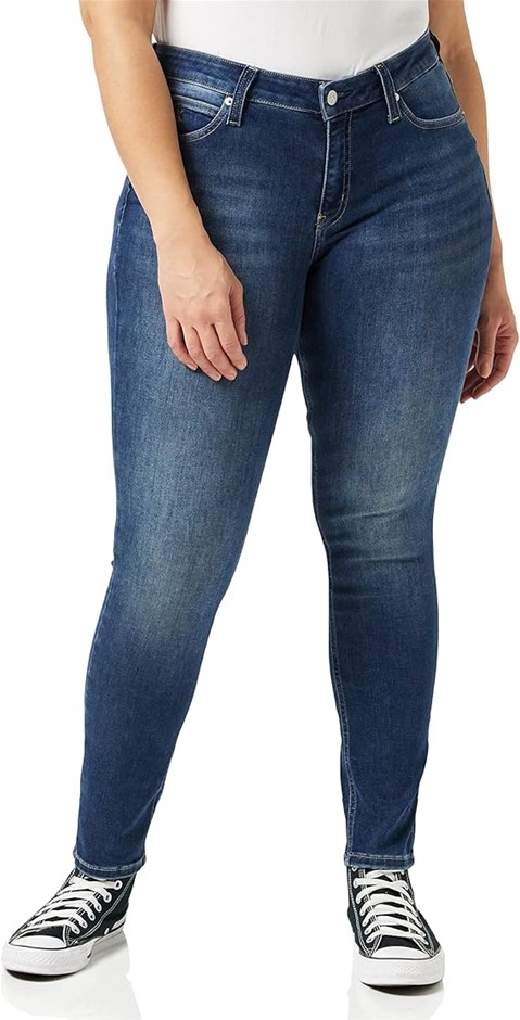 Calvin Klein Jeans Women's Core Mid Rise Skinny Jeans, Zz001 Mid Blue, 28W