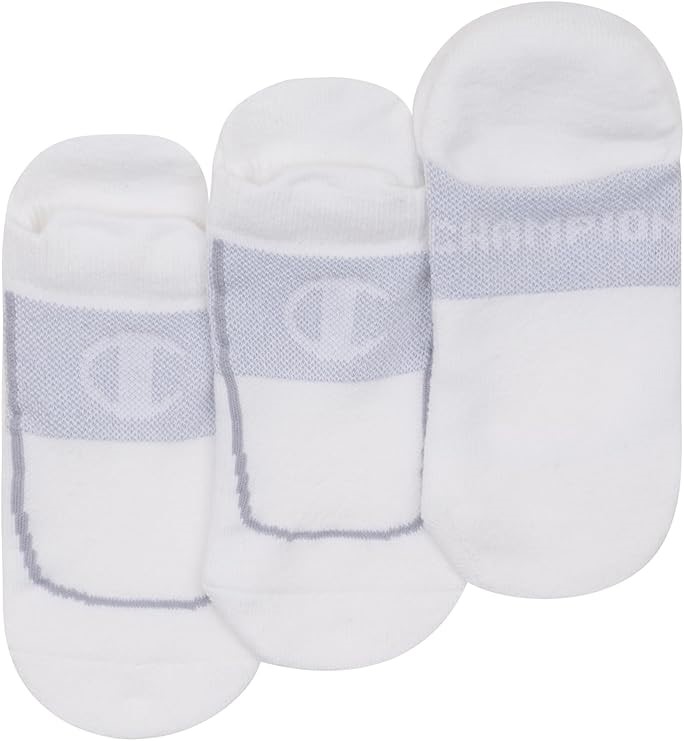 CHAMPION C-Fit No Show Socks, White, Large
