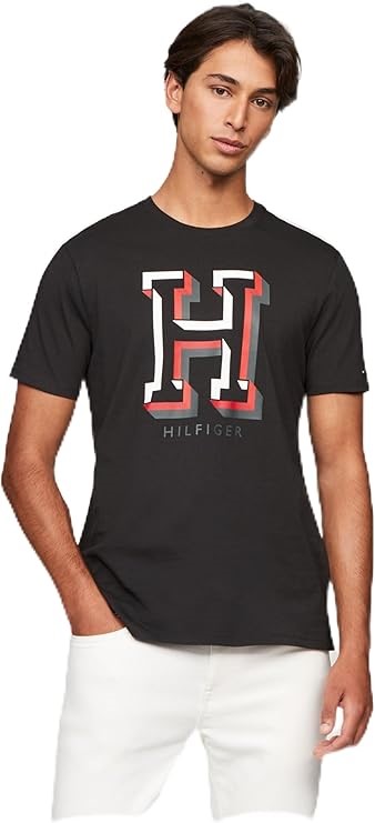 TOMMY HILFIGER Men's M Harold TEE T-Shirts, Dark Sable, Large