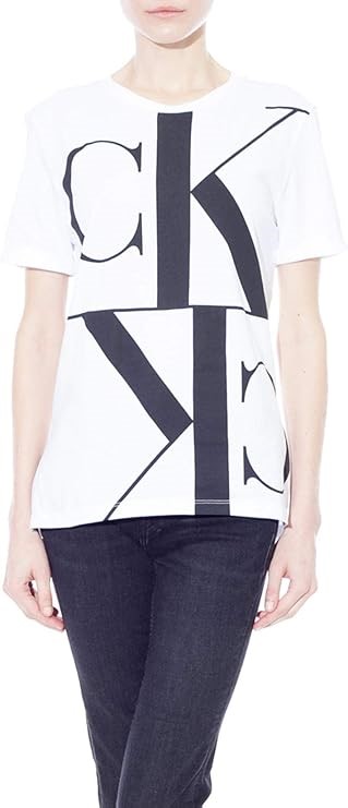 CALVIN KLEIN Jeans Women's Organic Cotton Logo T-Shirt, Bright White, Large