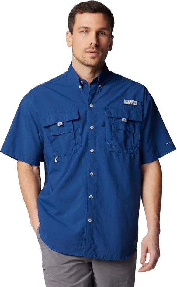 COLUMBIA Men's Bahama II UPF 30 Short Sleeve PFG Fishing Shirt, Carbon, Lar