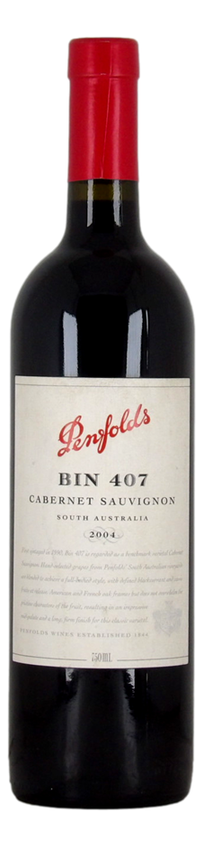 Penfolds `Bin 407` Cabernet Sauvignon 2004 (1 x 750mL) SA.