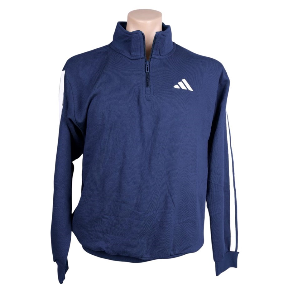ADIDAS Men's Fleece 3S 1/4 Zip Sweater, Size AU 3XL, 70% Cotton, Dark Blue,
