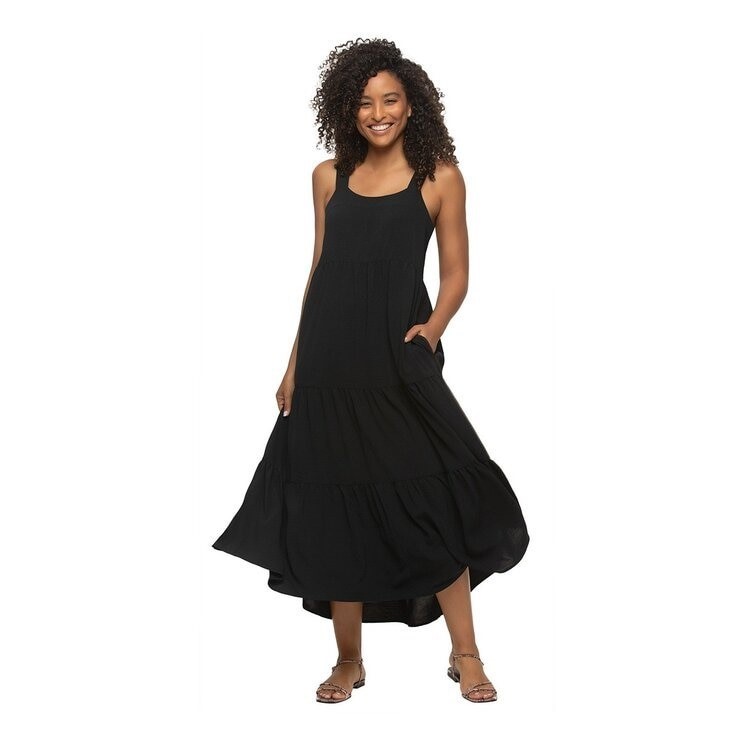 JEZEBEL Women's Tiered Dress, Size M, Black.