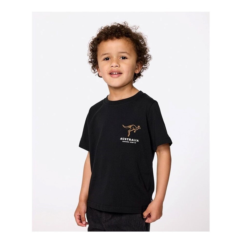 RIP CURL Boy's Road Trip T-Shirt - Black, Size 5-6. RRP: $30.  Buyers Note