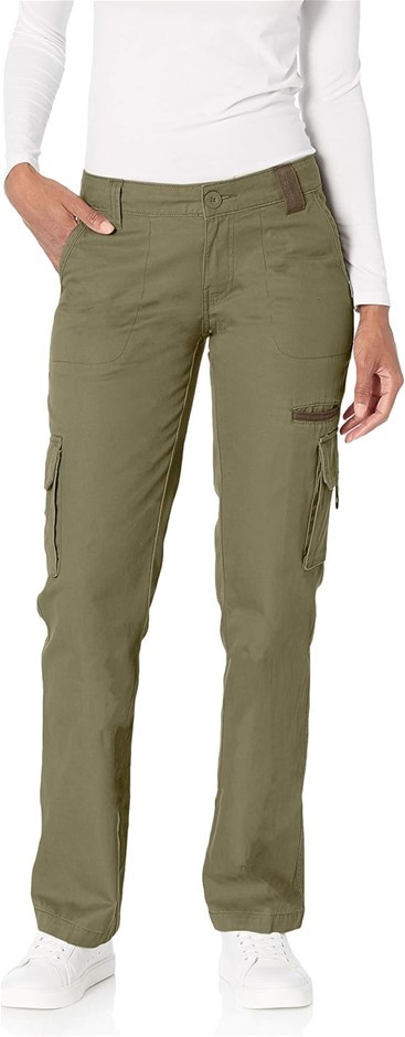 DICKIES Women's Relaxed Cargo Pant, Rinsed Grape Leaf Green, Size 4R