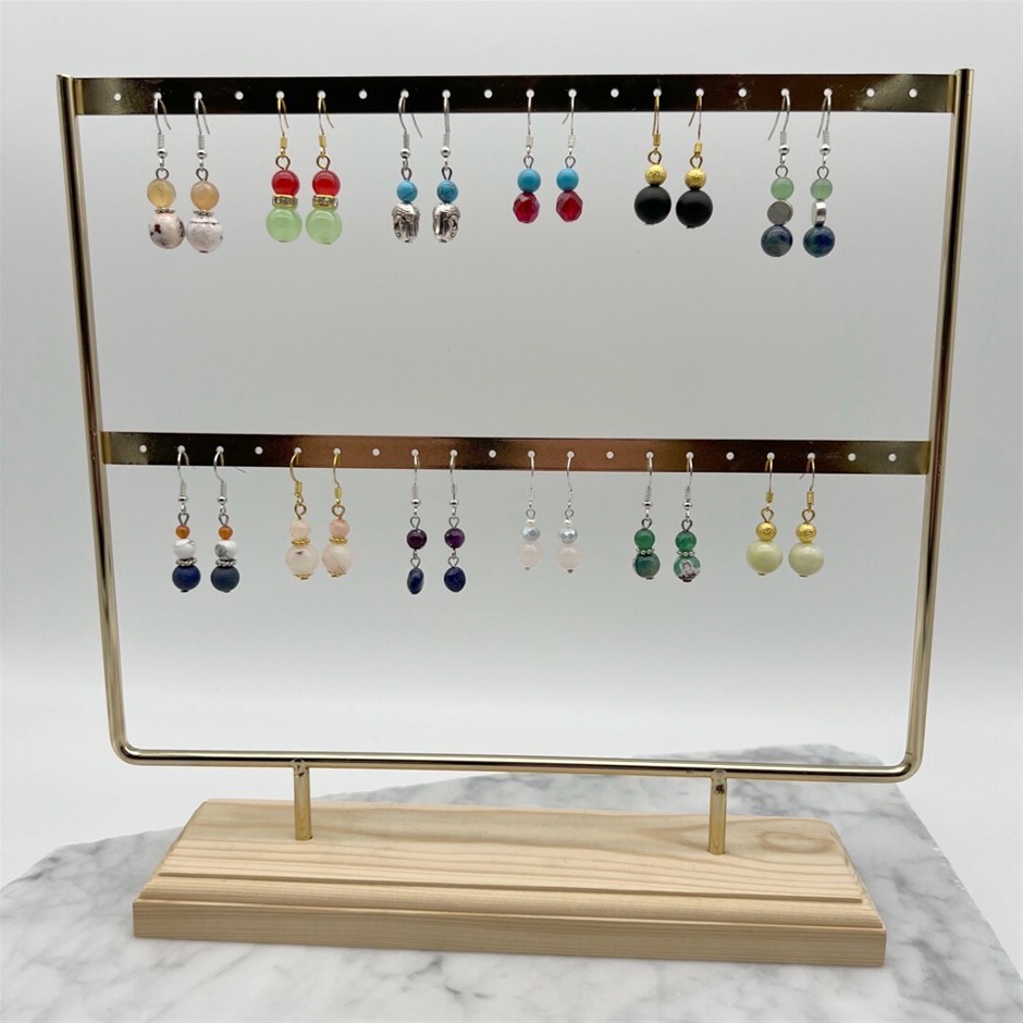 12 Pairs Gemstone Drop Earrings