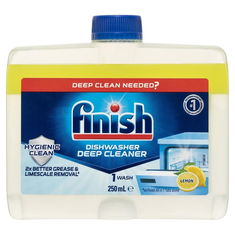 7 x FINISH Dishwasher Deep Cleaner 250mL, 1 Wash, Lemon Scent.