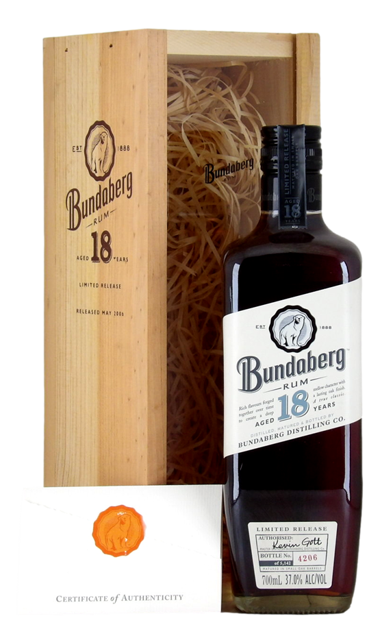 Bundaberg Rum 18 yr old (1x 700mL), QLD.
