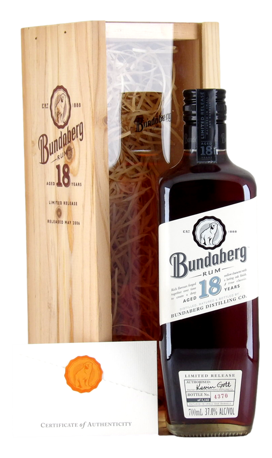 Bundaberg Rum 18 yr old (1x 700mL), QLD.