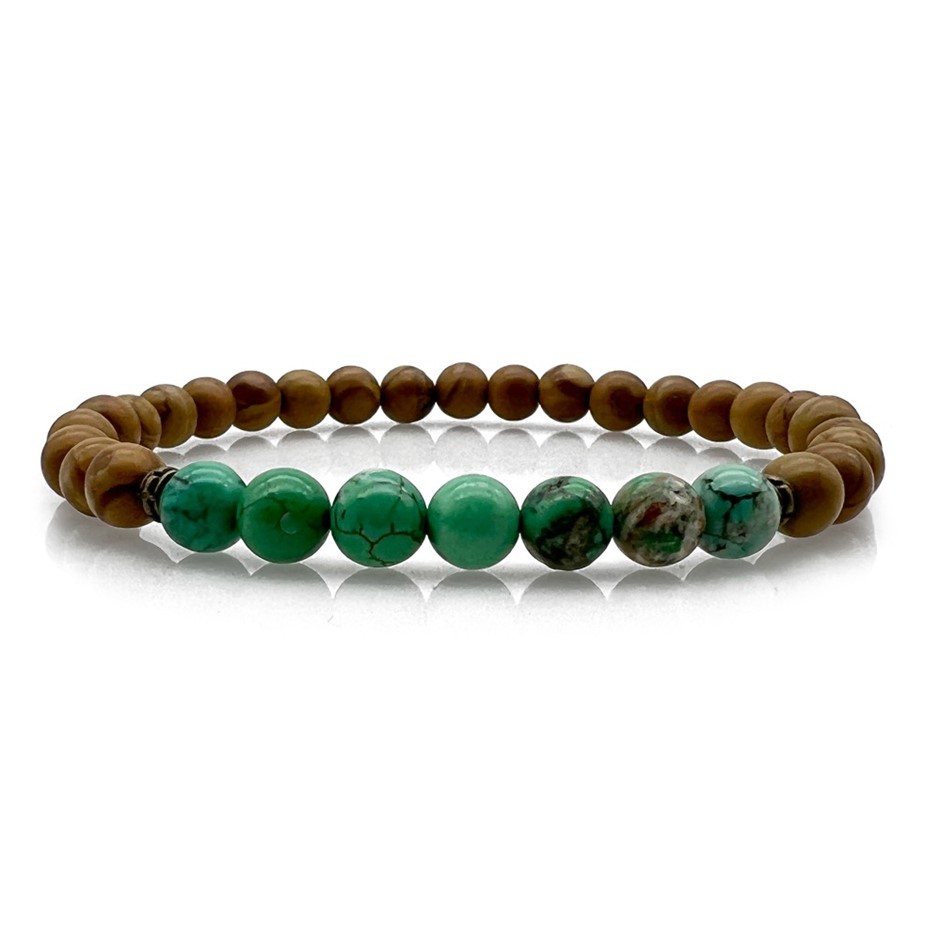 Men's 6mm Agate & Woodlace Bracelet