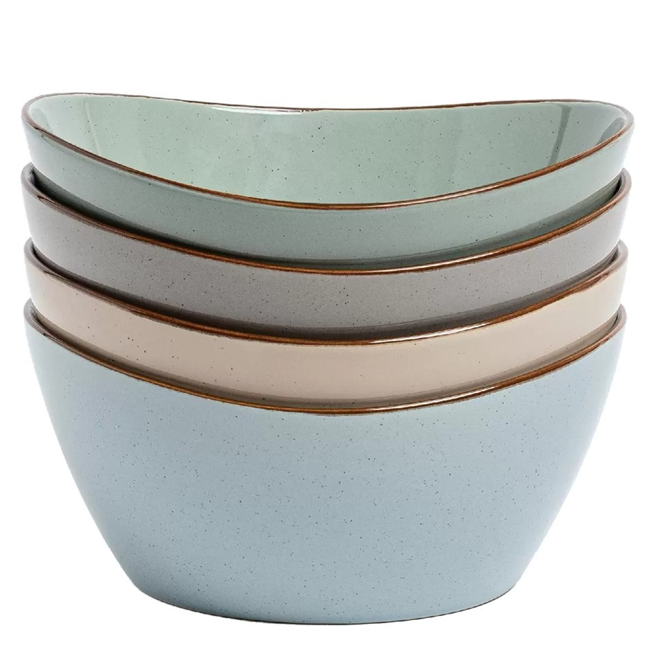 OVER AND BACK 4pc Serving Bowls. NB: Damaged packaging.