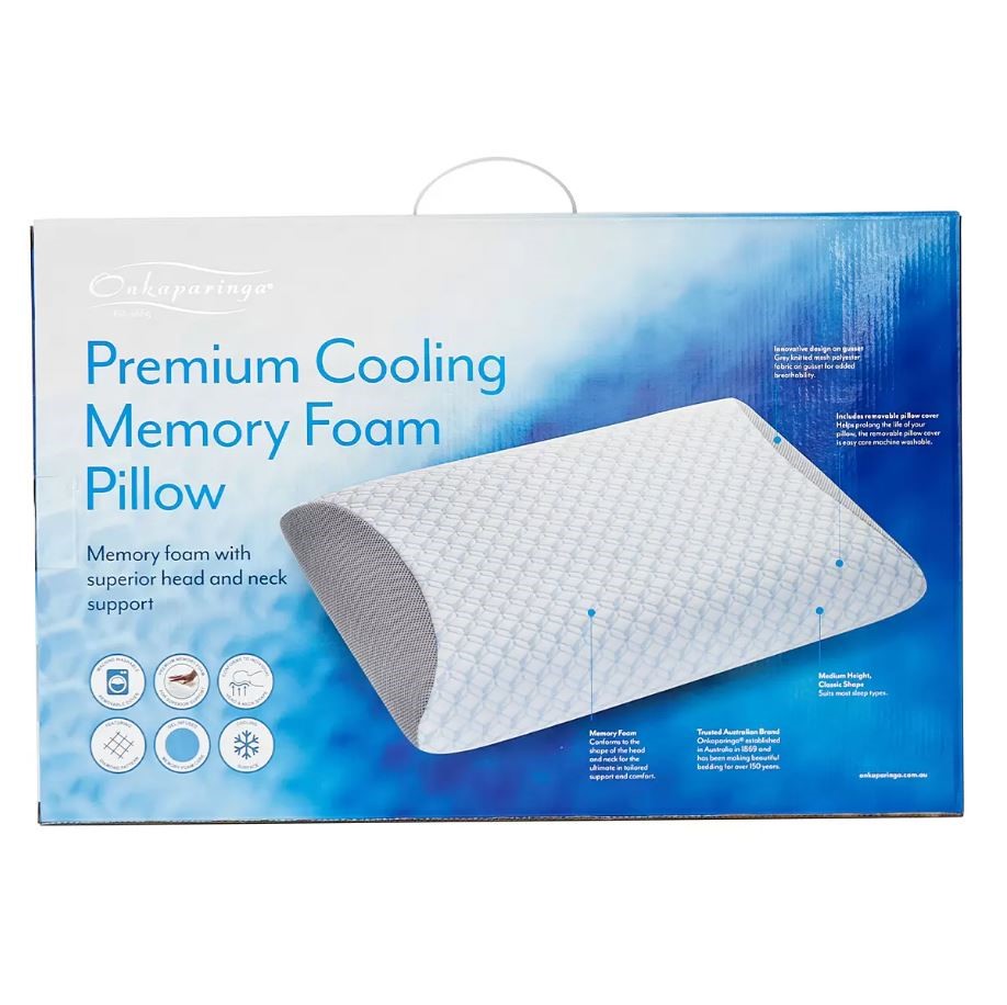 ONKAPARINGA Cooling Memory Foam Pillow, 60 x 40 x 12cm.