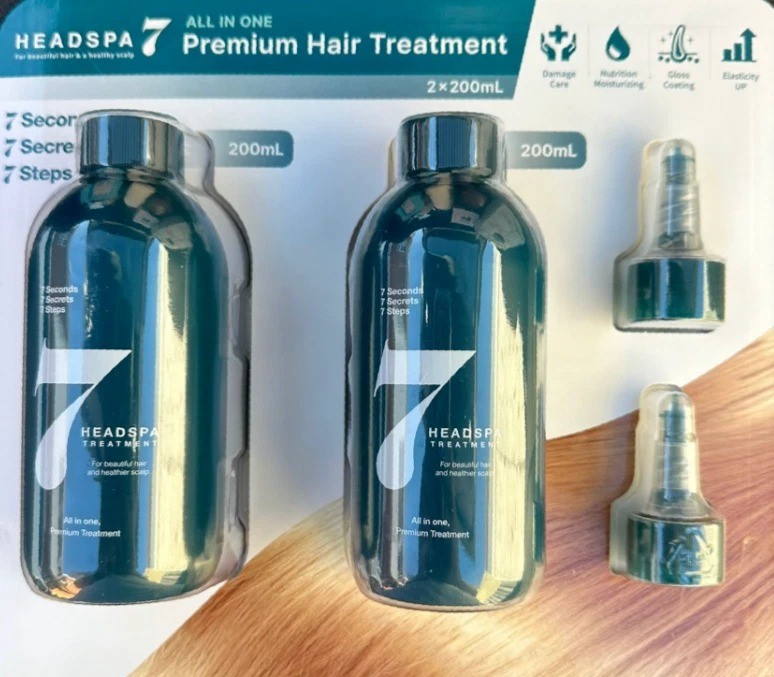 HEADSPA7 Premium Hair Treatment Pack, Incl: 3x 200mL Bottles & 2x Applicati