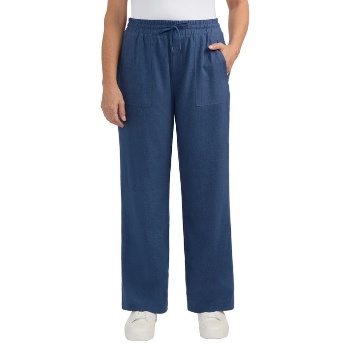 TEDDI ROSE Women's Wide Leg Pant, Size M, 55% Linen, Blue. Buyers Note - D