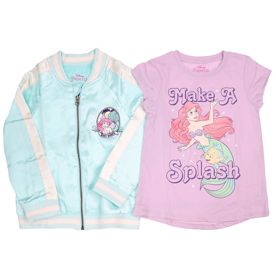 2pc DISNEY Princess Kids' Jacket + Tee Set, Size 5, Ariel (Blue/Purple).
